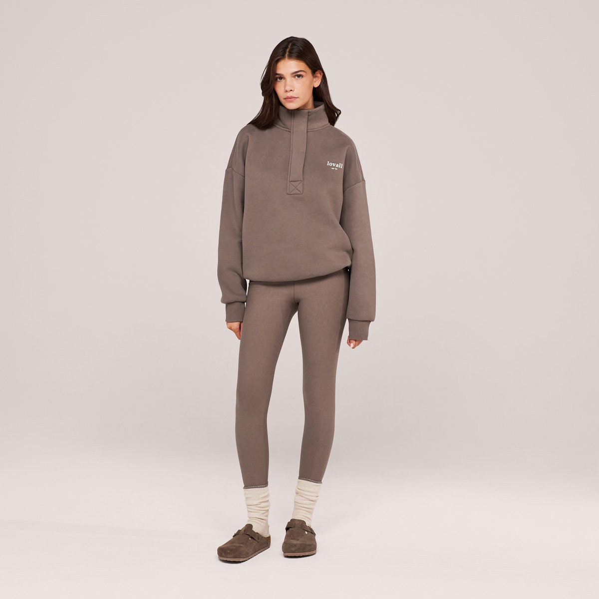 Heavyweight 1/4 Zip Sweatshirt - Mocha