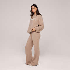 Varsity Knit Oversized Jumper - Biscuit