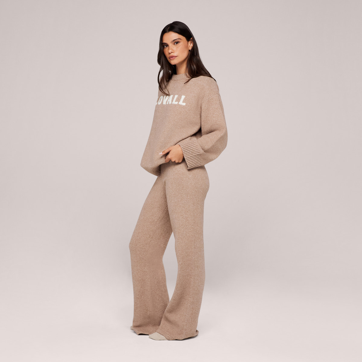 Varsity Knit Oversized Jumper - Biscuit