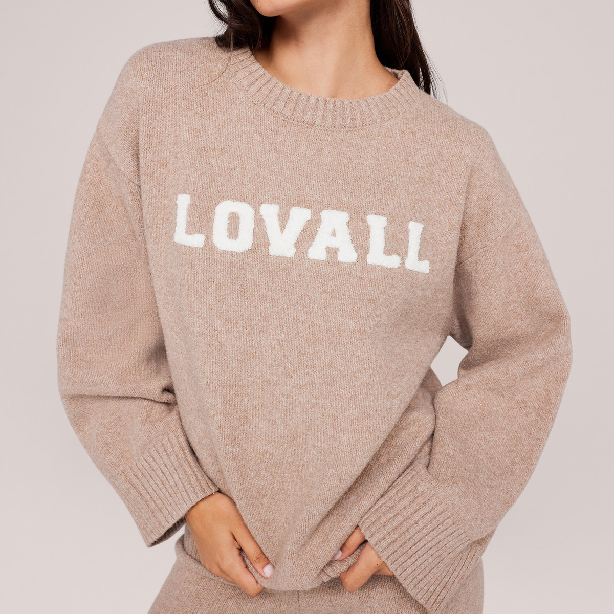 Varsity Knit Oversized Jumper - Biscuit