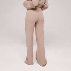 Wide Leg Knit Trousers - Biscuit