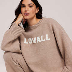 Varsity Knit Oversized Jumper - Biscuit