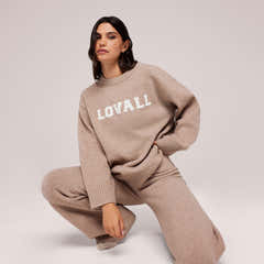 Wide Leg Knit Trousers - Biscuit