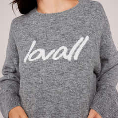 Brushed Knit Script Oversized Jumper - Grey
