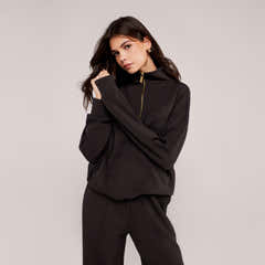 Ultimate Soft 1/4 Zip Sweatshirt - Black Coffee