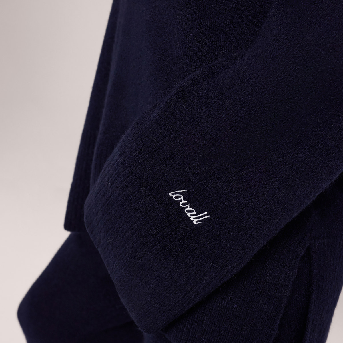 Brushed Knit Split Hem Oversized Jumper - Navy