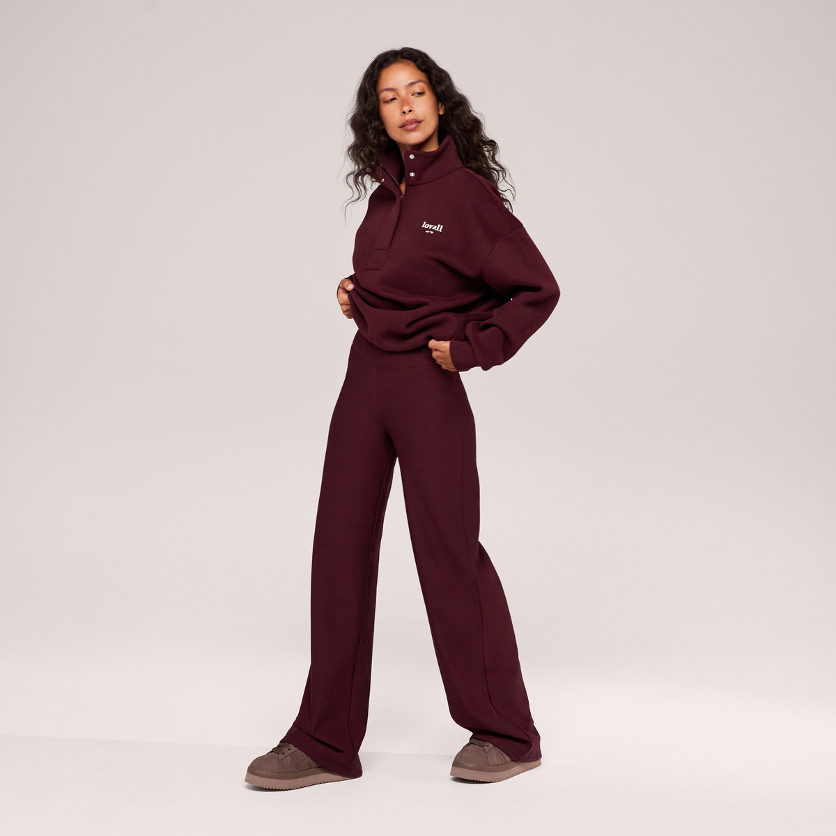 Winter Wide Leg Trousers - Burgundy