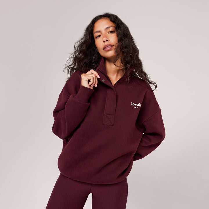 Heavyweight 1/4 Zip Sweatshirt - Burgundy