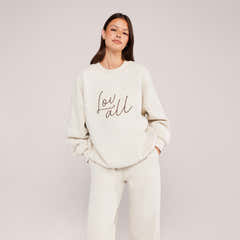 Heavyweight Oversized Sweatshirt Script - Ecru