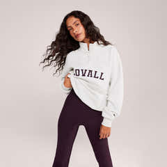 Loopback Varsity 1/4 Zip Sweatshirt - Light Grey Marl
