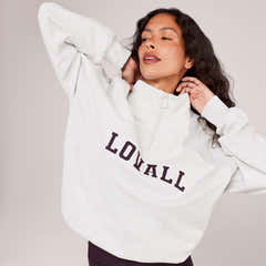 Loopback Varsity 1/4 Zip Sweatshirt - Light Grey Marl