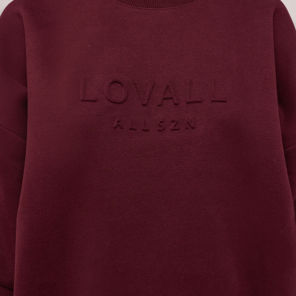 Heavyweight Oversized Sweatshirt Embossed - Burgundy
