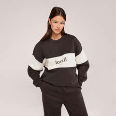Heavyweight Oversized Sweatshirt Colour Block - Black Coffee