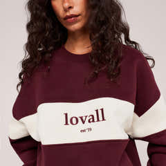 Heavyweight Oversized Sweatshirt Colour Block - Burgundy