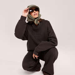 Heavyweight Oversized Sweatshirt Embossed - Black Coffee