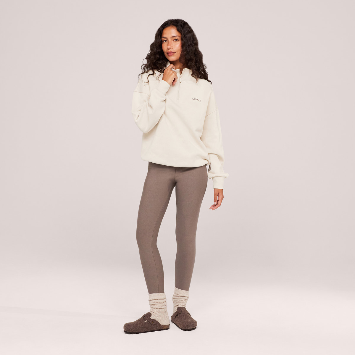 Loopback 1/4 Zip Sweatshirt - Ecru