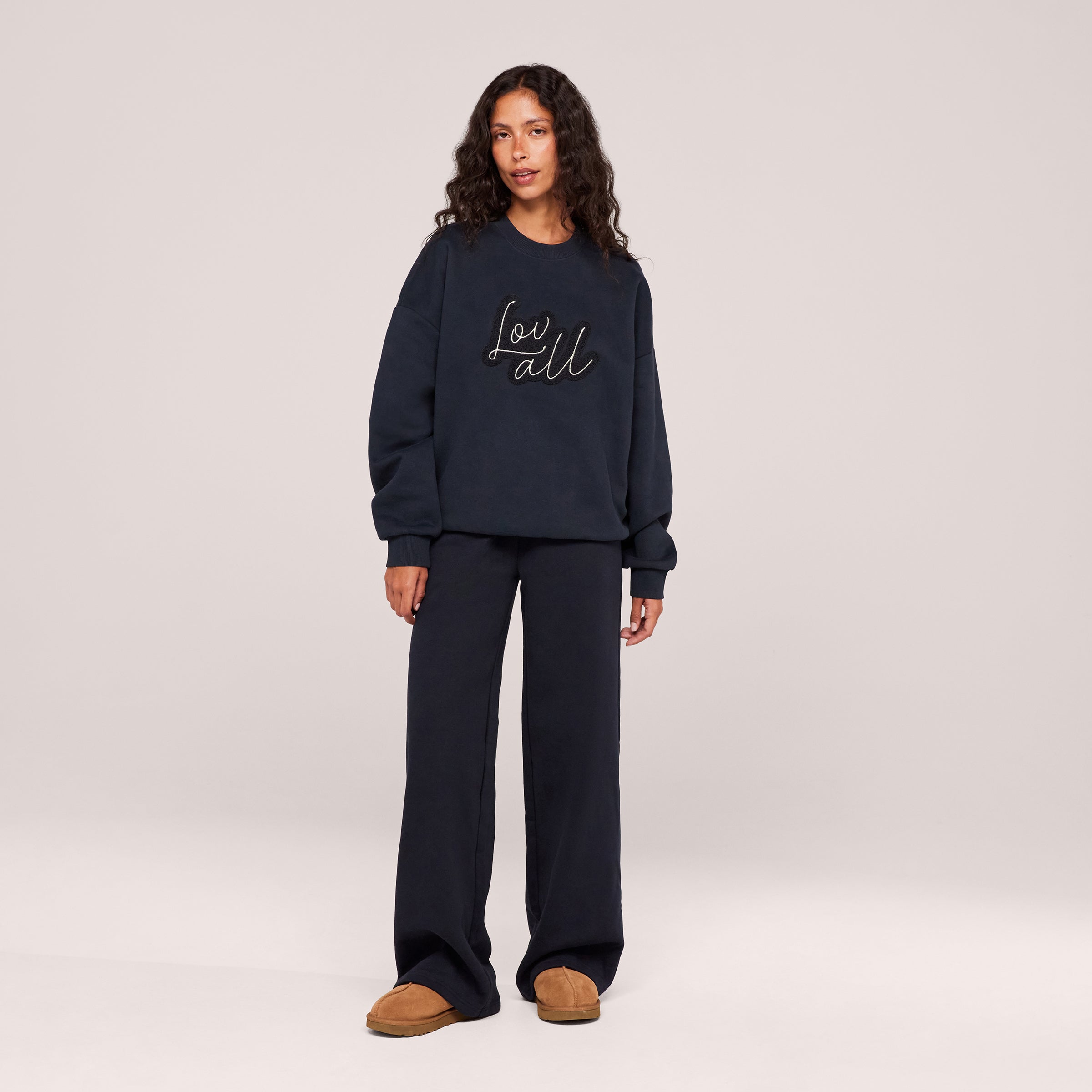 Organic Wide Leg Jogger - Vintage Navy