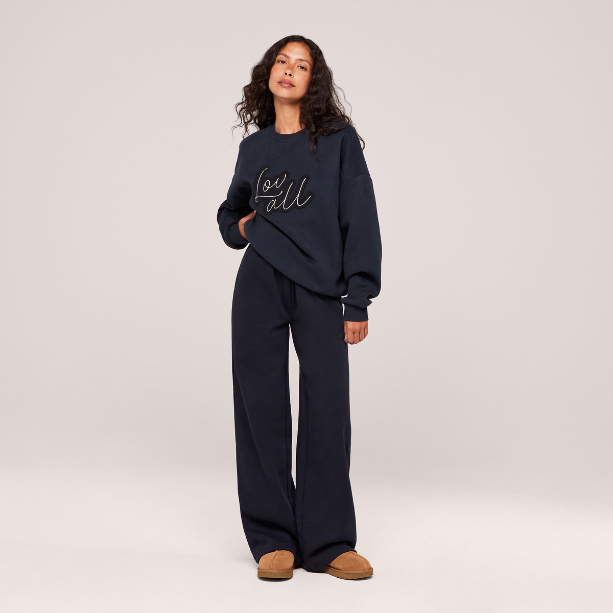 Organic Wide Leg Jogger - Vintage Navy