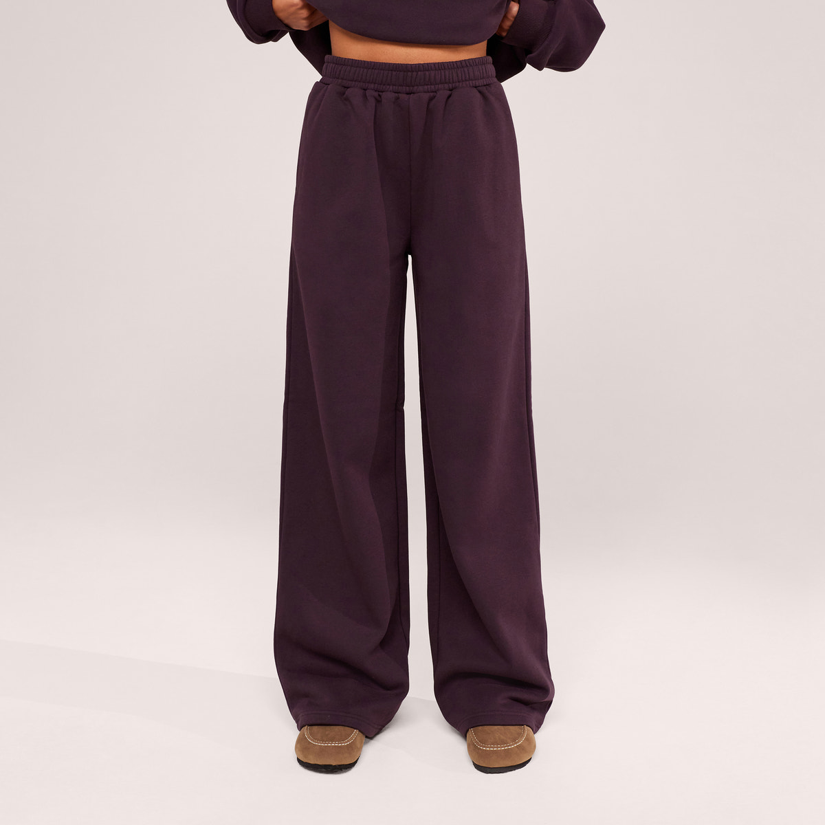 Organic Wide Leg Jogger - Wine