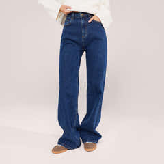 Wide Leg Jeans - Dark Blue