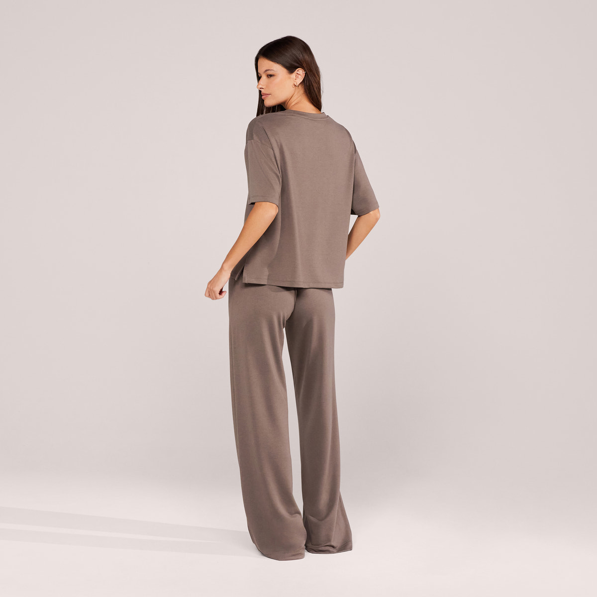 Soft Touch Wide Leg Lounge Set - Mocha