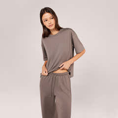 Soft Touch Wide Leg Lounge Set - Mocha