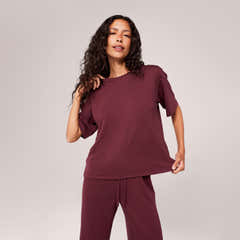Soft Touch Wide Leg Lounge Set - Burgundy