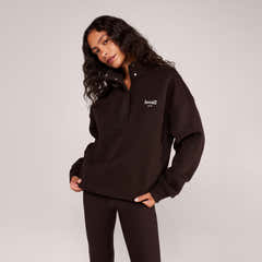 Heavyweight 1/4 Zip Sweatshirt - Espresso Brown