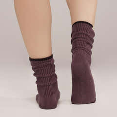 Knitted Rib Socks 2 Pack - Wine/Mauve