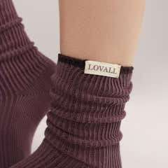 Knitted Rib Socks 2 Pack - Wine/Mauve