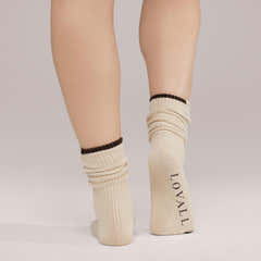 Knitted Rib Socks 2 Pack - Black Coffee/Beige