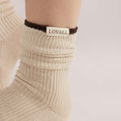 Knitted Rib Socks 2 Pack - Black Coffee/Beige