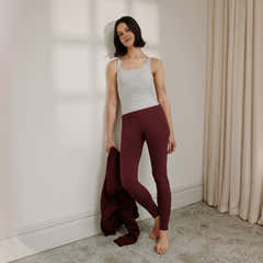 Lightweight Everyday High Waisted Leggings - Burgundy