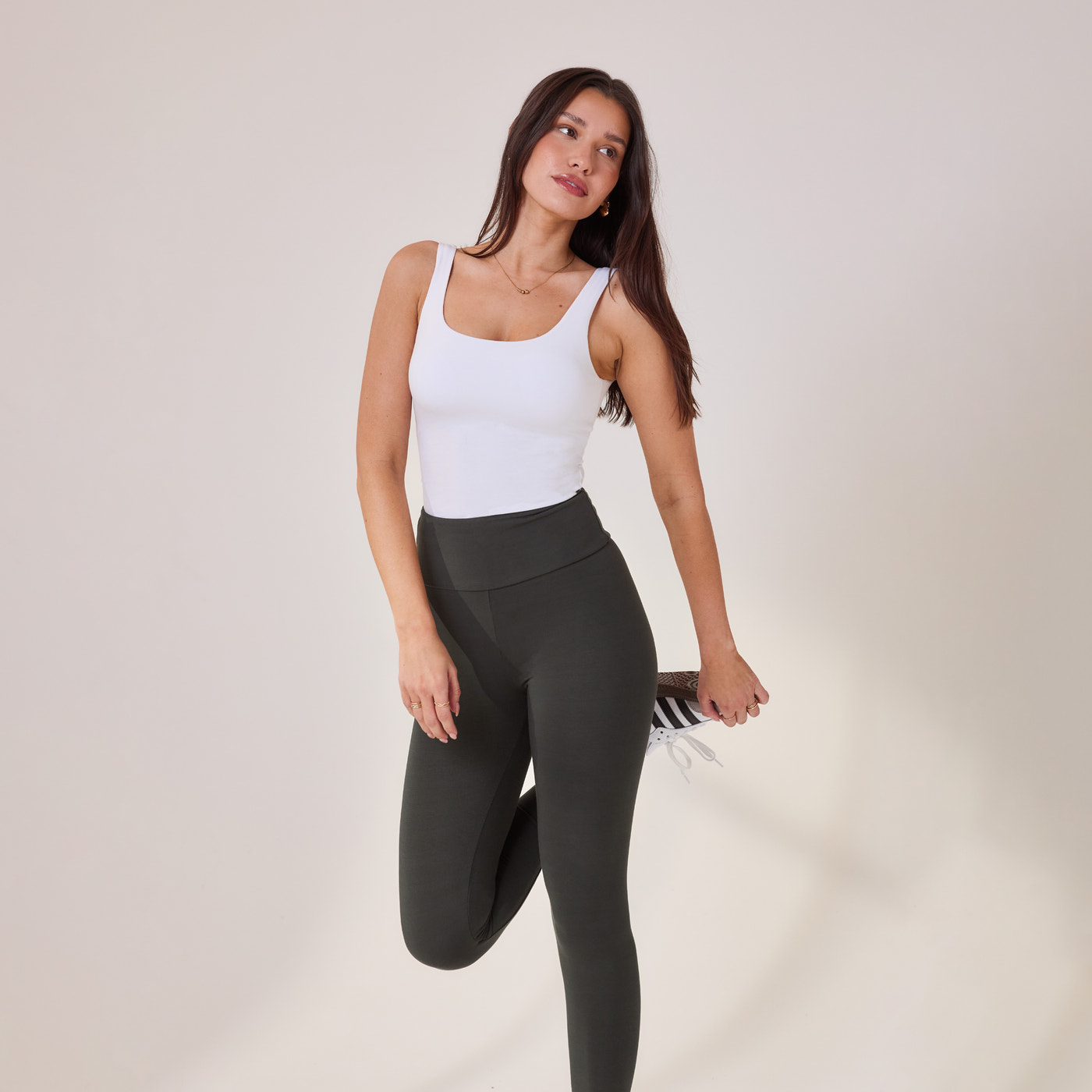 Lightweight Everyday High Waisted Leggings - Pine
