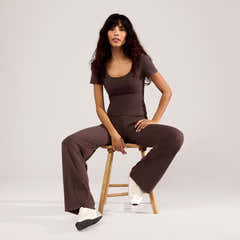 Lightweight Short Sleeve Top - Espresso Brown