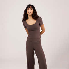 Lightweight Short Sleeve Top - Espresso Brown