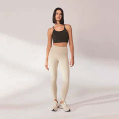 Lightweight Everyday High Waisted Leggings - Natural Beige