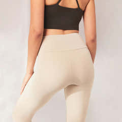 Lightweight Everyday High Waisted Leggings - Natural Beige