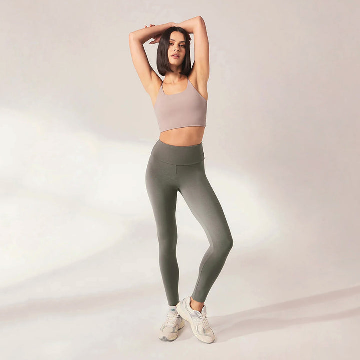 Lightweight Everyday High Waisted Leggings - Slate Green