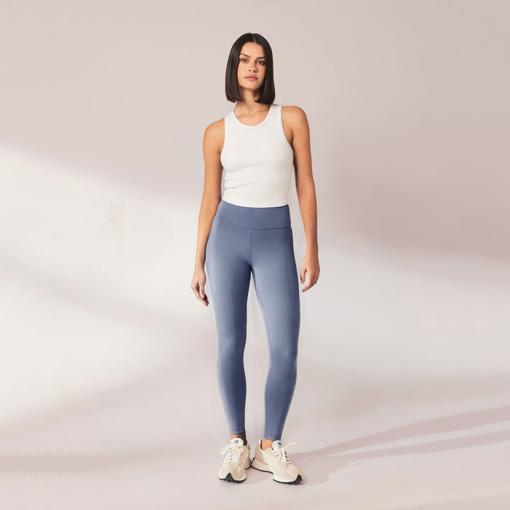 Lightweight Everyday High Waisted Leggings - Steel Blue