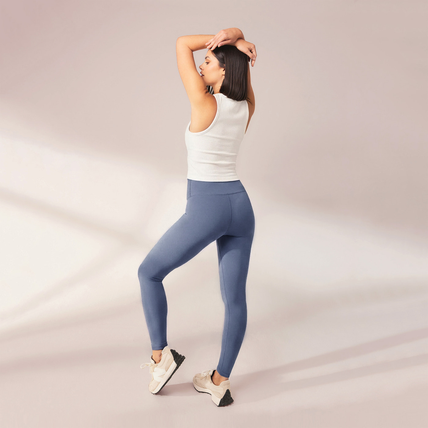 Lightweight Everyday High Waisted Leggings - Steel Blue