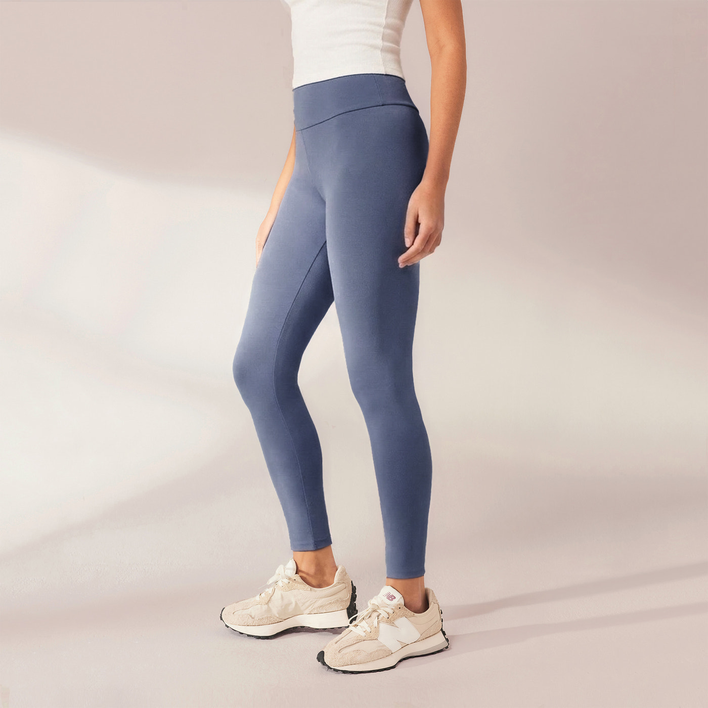 Lightweight Everyday High Waisted Leggings - Steel Blue