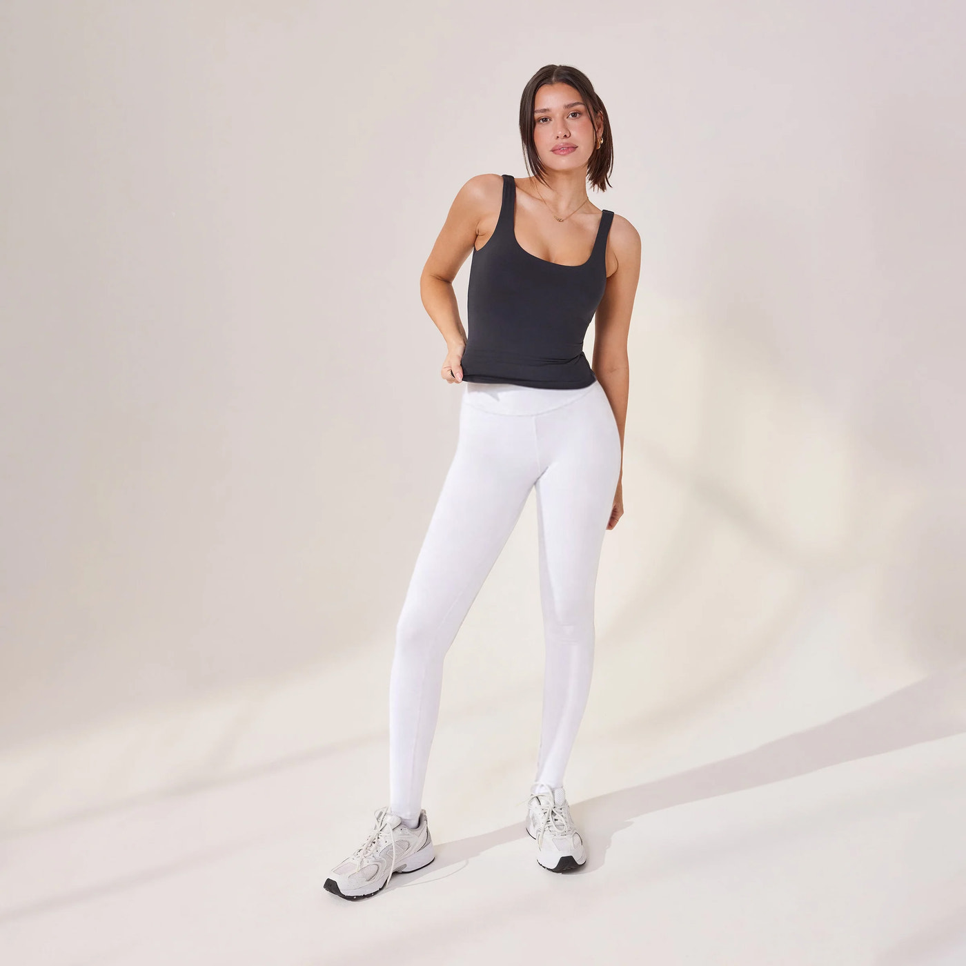 Lightweight Everyday High Waisted Leggings - White