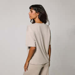 Soft Touch Wide Leg Lounge Set - Oatmeal Beige