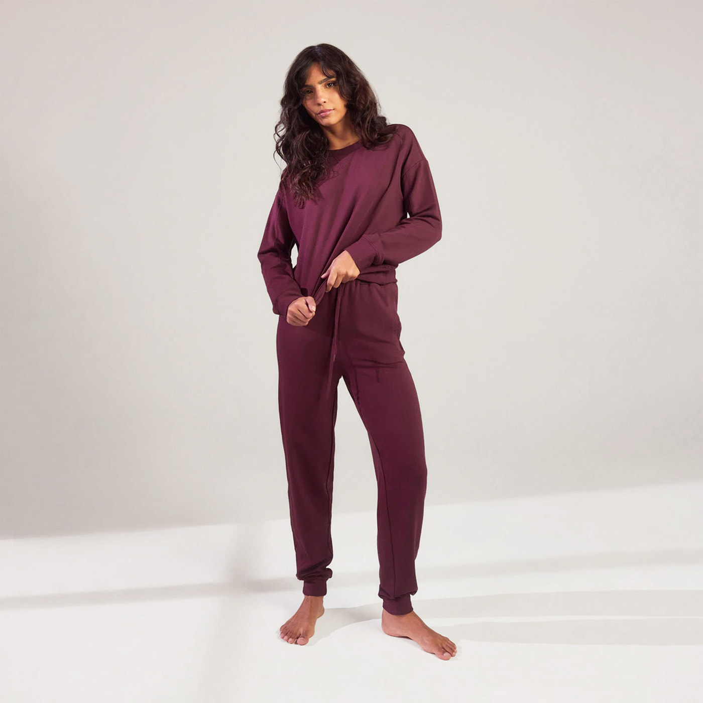 Luxe Lounge Jogger - Dark Cherry