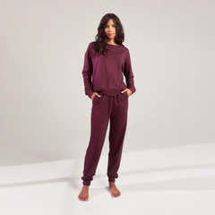 Luxe Lounge Sweatshirt - Dark Cherry