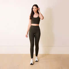 24/7 Revitalise 7/8 High Waisted Leggings - Deep Olive