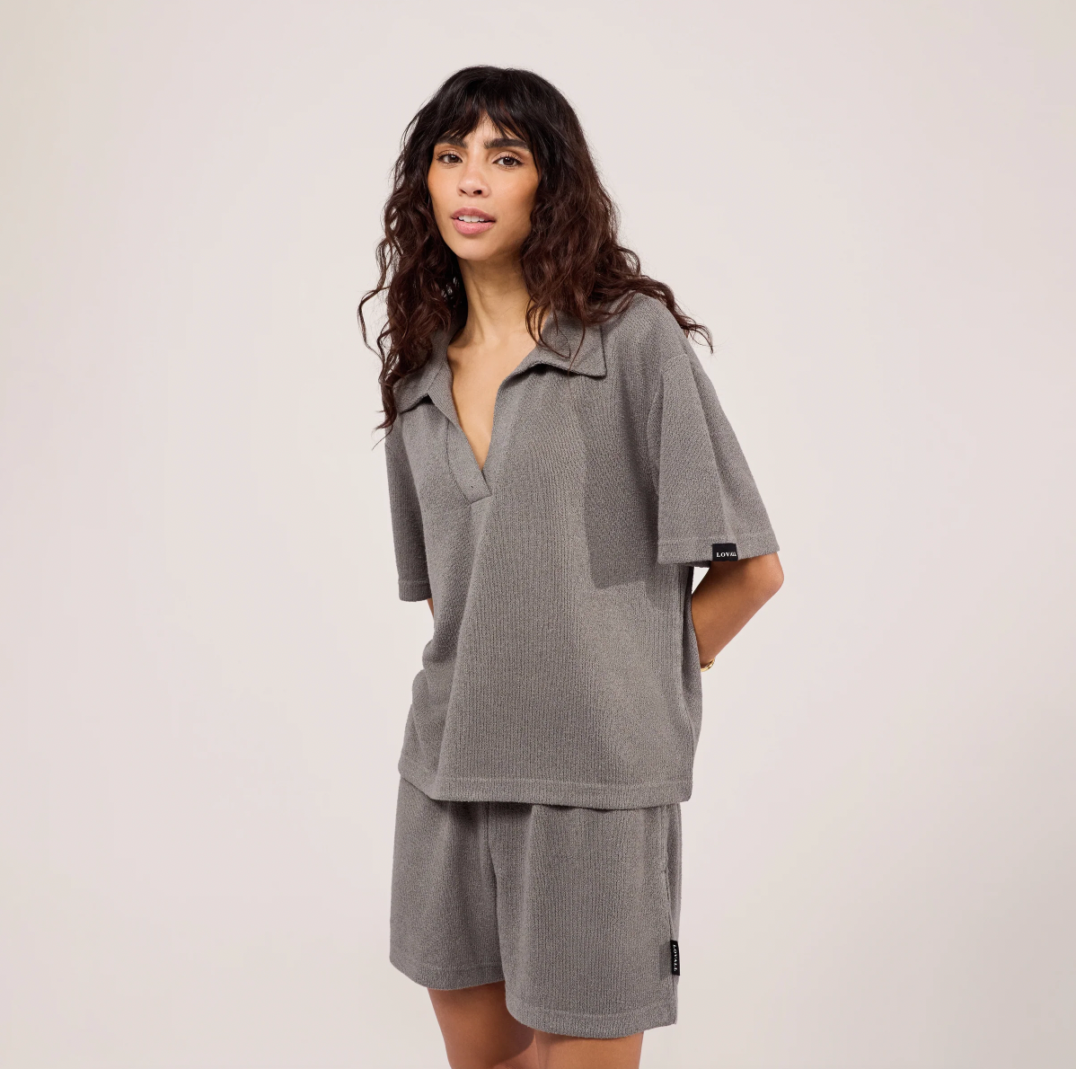 Lightweight Collared Knit Set - Slate Green