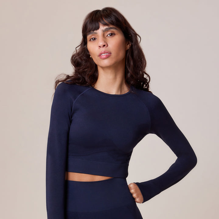 Sculpt Seamless Long Sleeve Top - Deep Navy