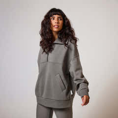 Organic Oversized 1/4 Zip Sweatshirt - Slate Green
